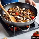 Home 23 버섯 기반 제품의 사용 사례 - A vibrant and detailed kitchen scene showcasing a diverse assortment of mushrooms such as button, sh...
